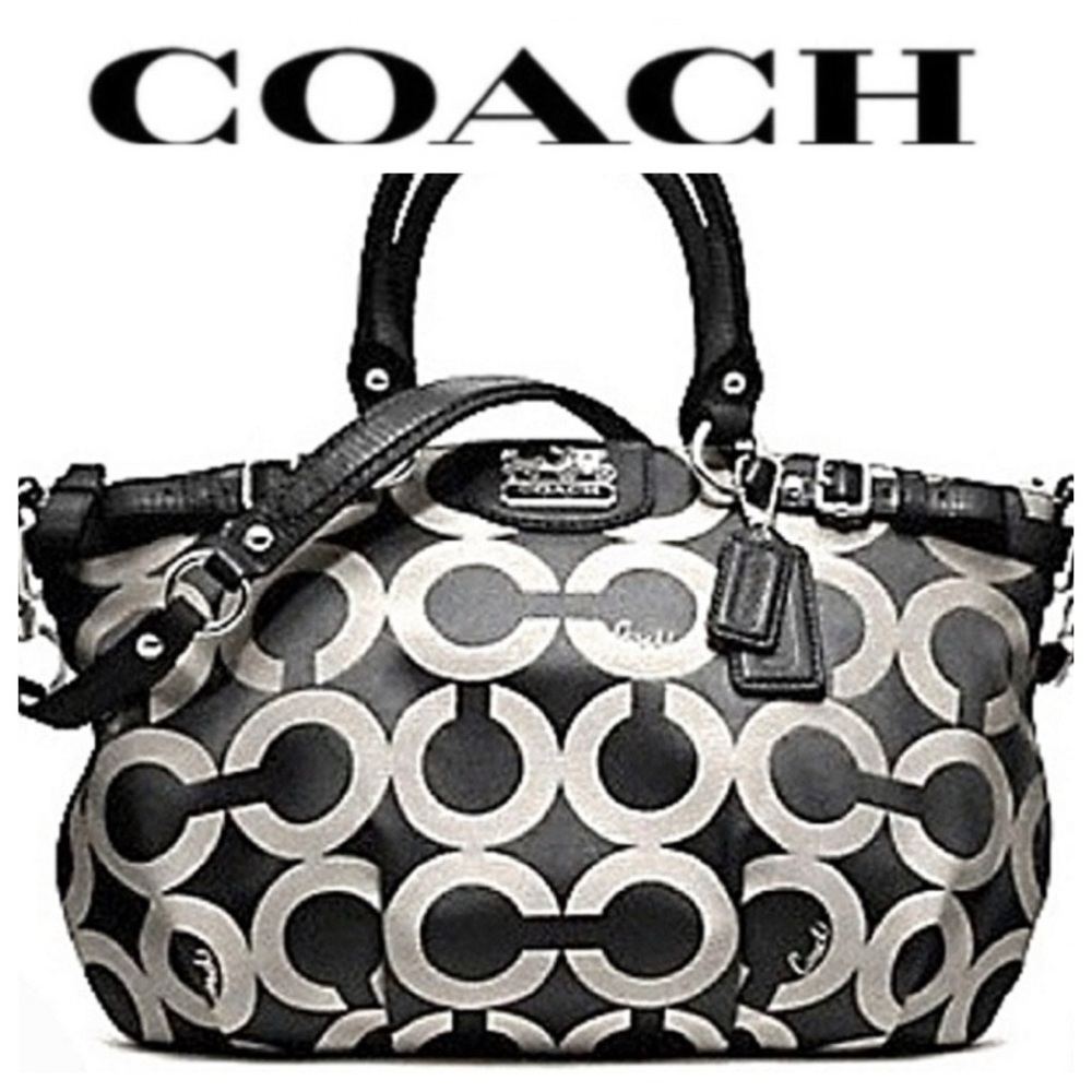 COACH Madison OP Art  Black Lurex Sophia Satchel Y2K NWOT $328 Limited Edition